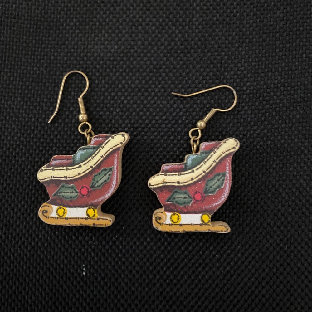 Santa sleigh earrings